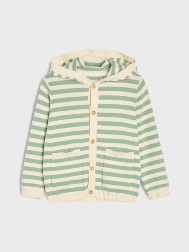 Sinsay - Cardigan în dungi cu fermoar și glugă - multicolor