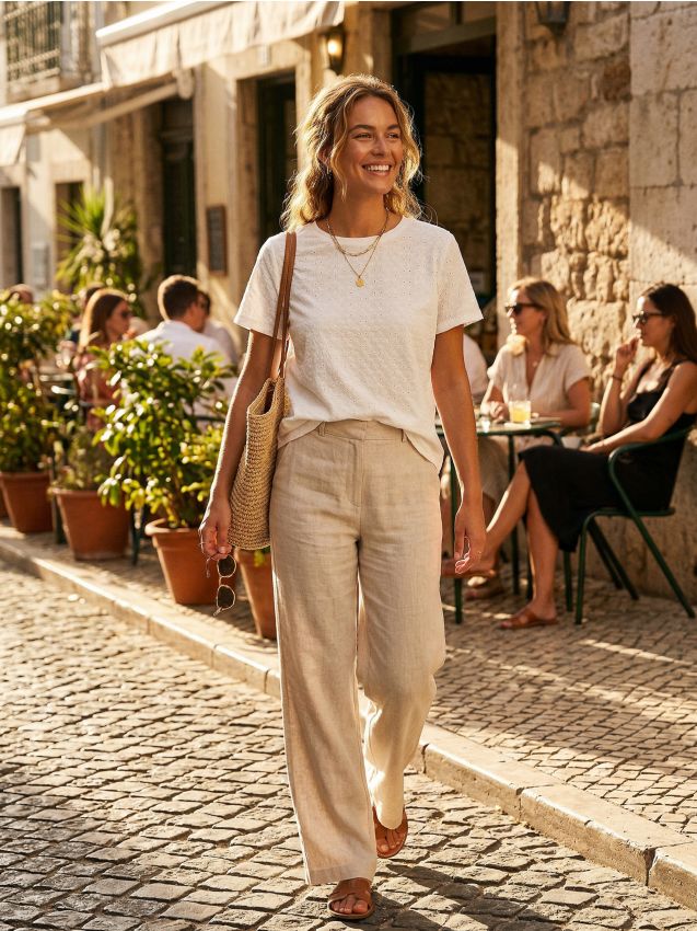 Sinsay - Ażurowa koszulka - kremowy