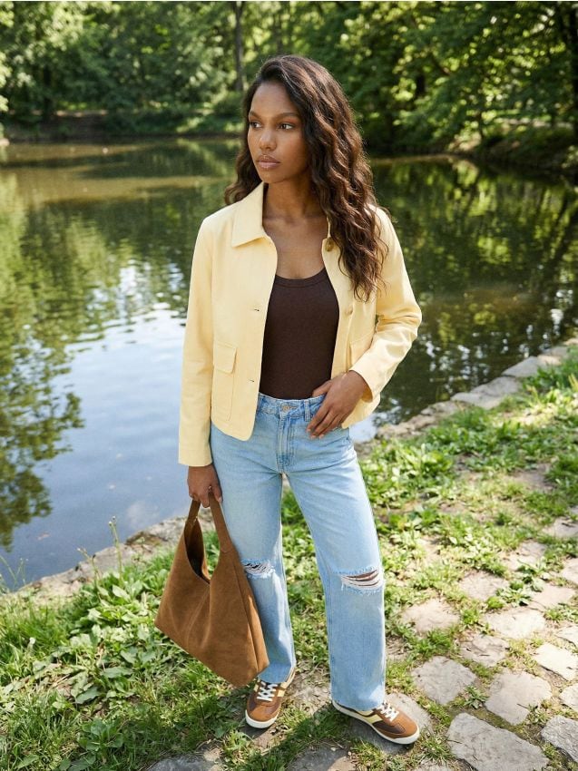 Sinsay - Body din bumbac cu bretele - maro-închis