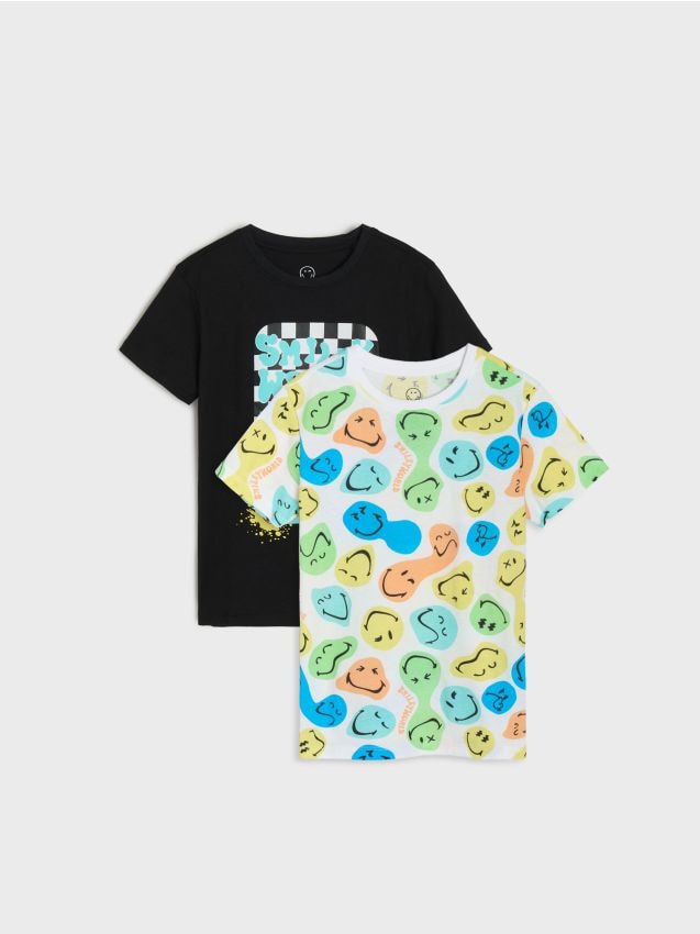 Sinsay - Set de tricouri din bumbac cu mânecă scurtă SmileyWorld® 2 pack - multicolor