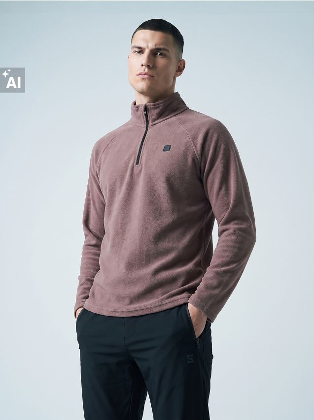 Sinsay - Hanorac polar half-zip cu guler înalt - mov