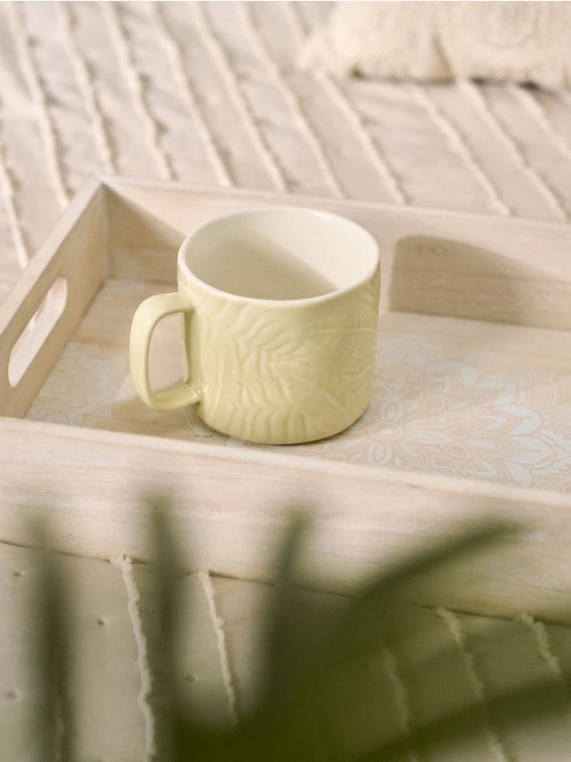 Sinsay - Cană ceramică cu model embosat - verde-pal