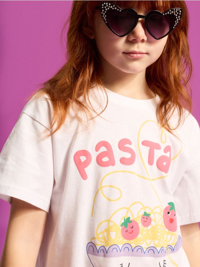 Sinsay - Tricou cu imprimeu Pasta Club - alb