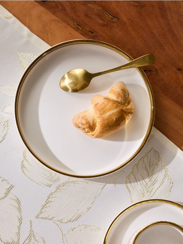 Sinsay - Farfurie ceramică cu decorațiune aurie - alb