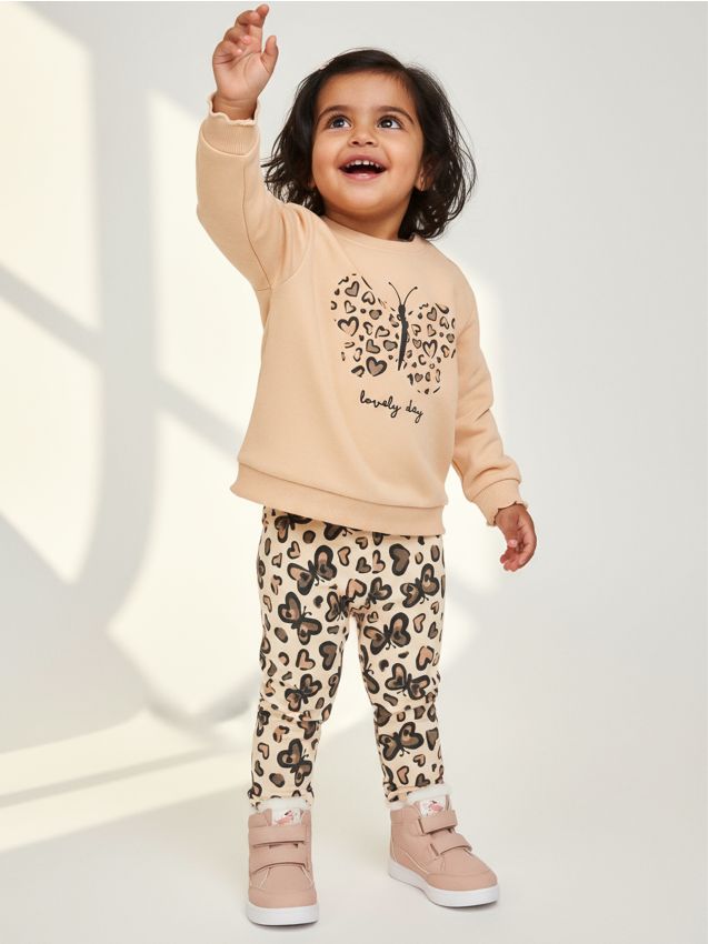 Sinsay - Komplet: bluza i legginsy - beżowy