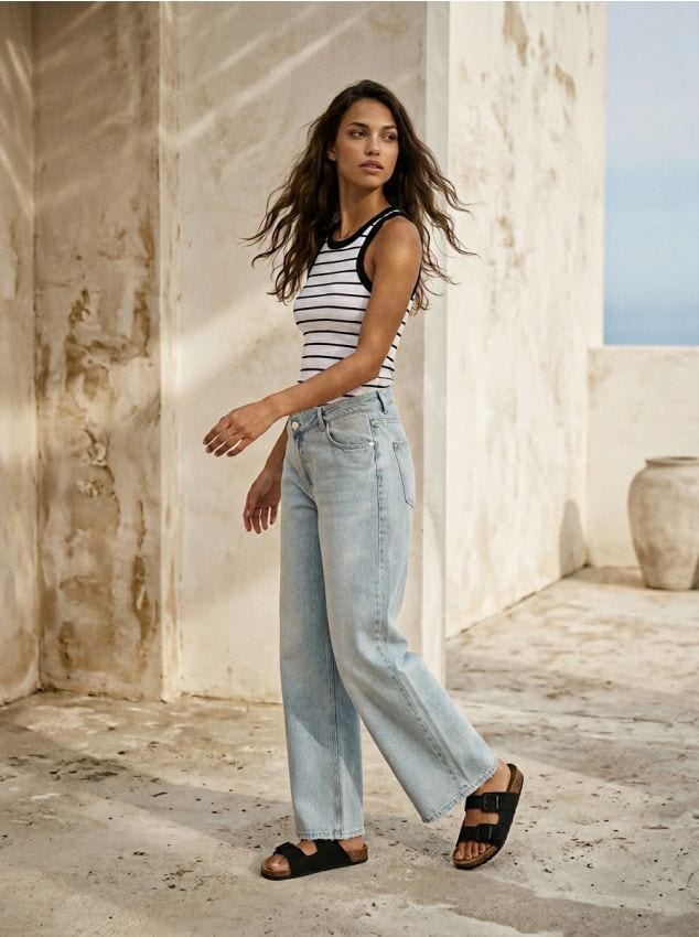 Sinsay - Top din bumbac în dungi - multicolor