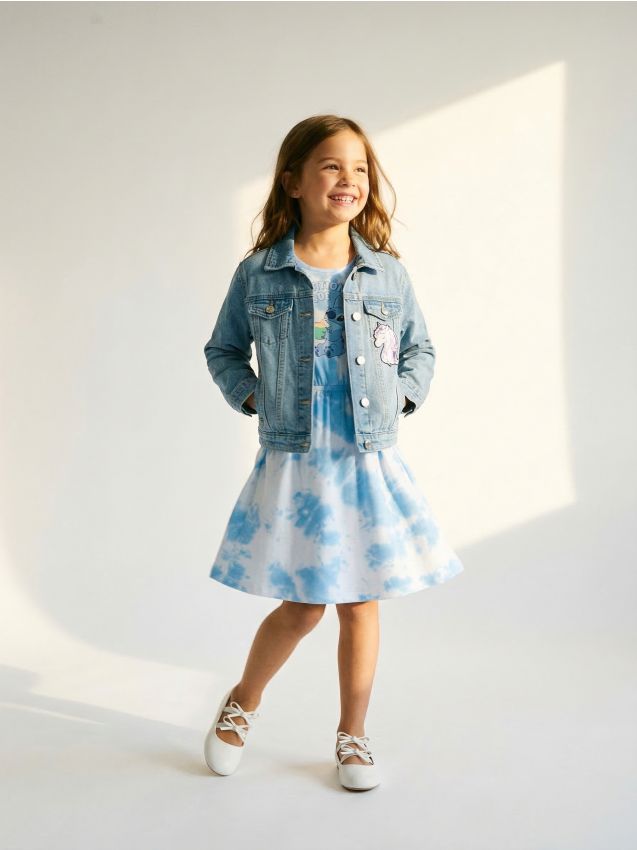 Sinsay - Rochie din bumbac cu imprimeu Stitch - light blue