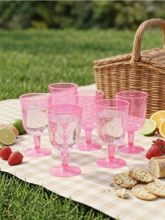 Sinsay - Pahare cu picior 6 pack - roz-pastel