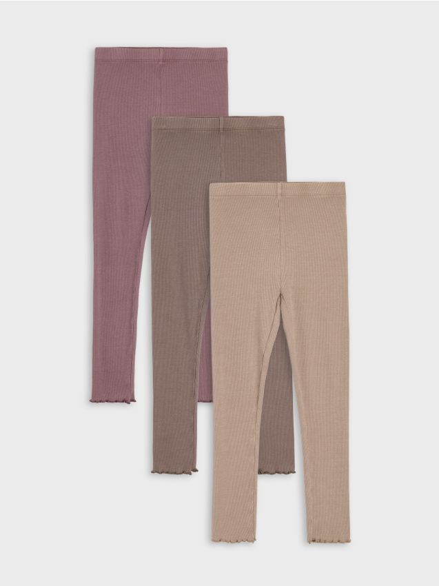 Sinsay - Colanți din bumbac din tricot cu nervuri 3 pack - multicolor