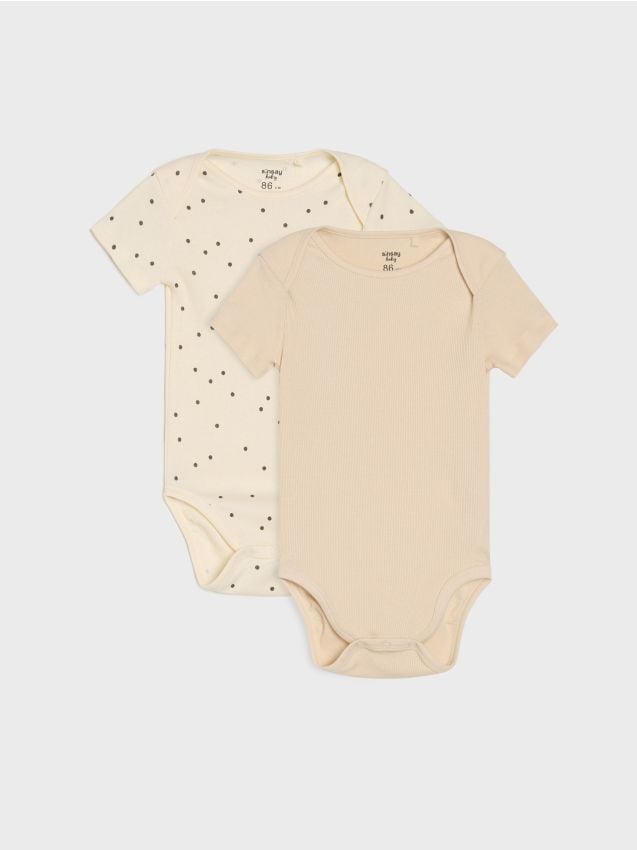 Sinsay - Body z prążkowanej dzianiny 2 pack - kremowy