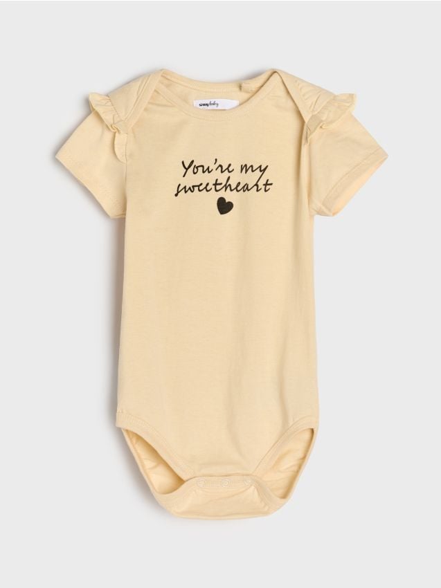 Sinsay - Body din bumbac cu volane decorative - nude