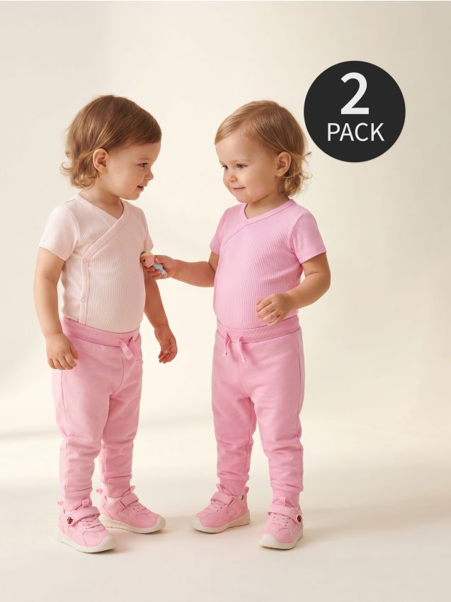 Sinsay - Body din jerseu reiat 2 pack - roz-pastel