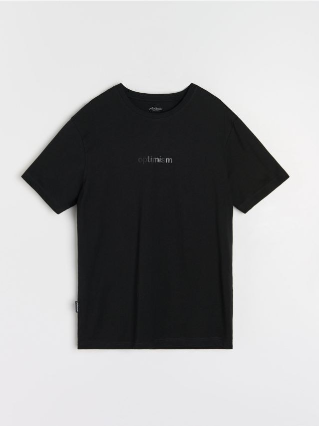 Sinsay - Tricou din bumbac cu inscripție - negru