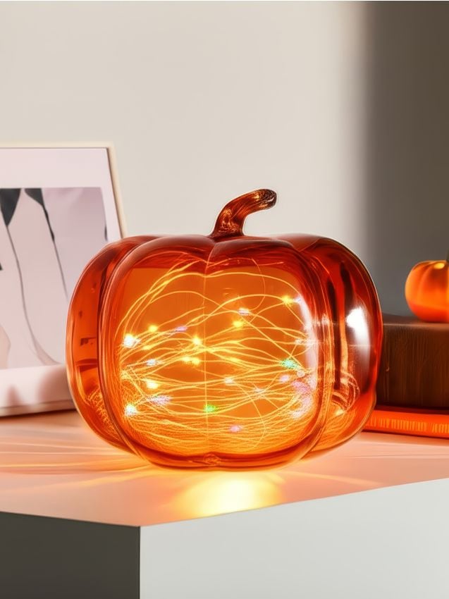 Lampada decorativa LED a forma di zucca - arancione