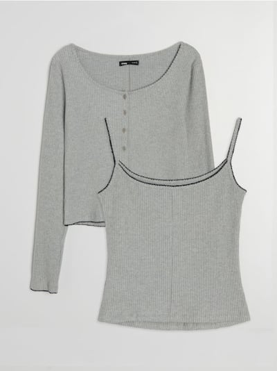 Ребристий двокомпонентний комплект з контрастним оздобленням