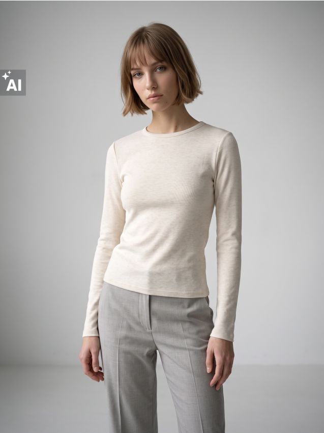 Sinsay - Tricou cu mânecă lungă din amestec de vâscoză - nude