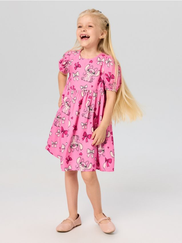 Sinsay - Rochie babydoll din vâscoză Lilo & Stitch - roz