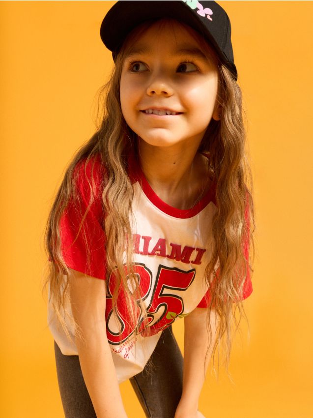 Sinsay - Tricou din bumbac cu inscripție Miami - multicolor