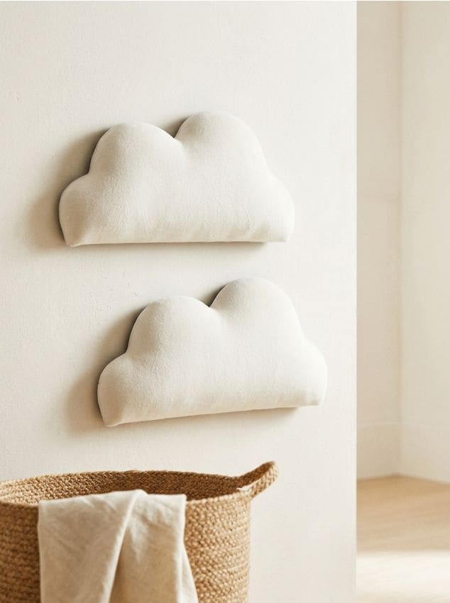 Sinsay - Set de panouri tapițate în formă de nor, 2 bucăți - alb