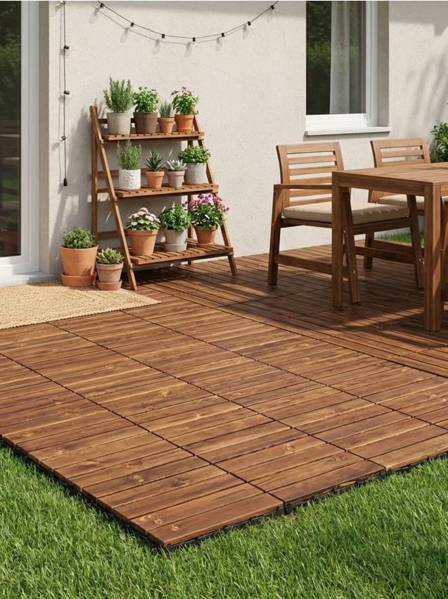 Sinsay - Plăci compozite pentru terasă cu aspect de lemn 4 pack - cafeniu