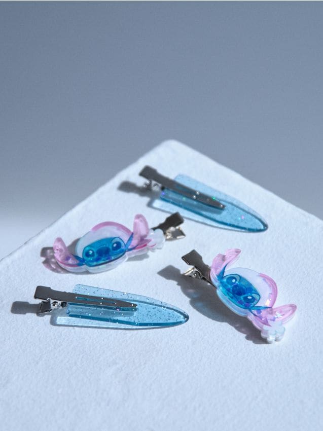 Sinsay - Agrafe de păr fără cute set 4 bucăți Stitch - light blue