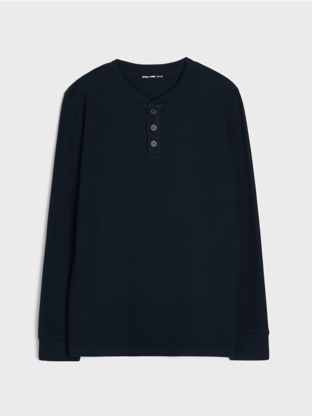Sinsay - Tricou din bumbac din tricotaj cu dungi - bleumarin