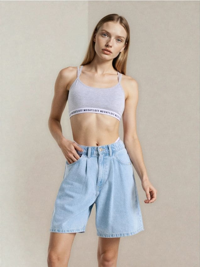 Sinsay - Szorty bermudy jeansowe - niebieski