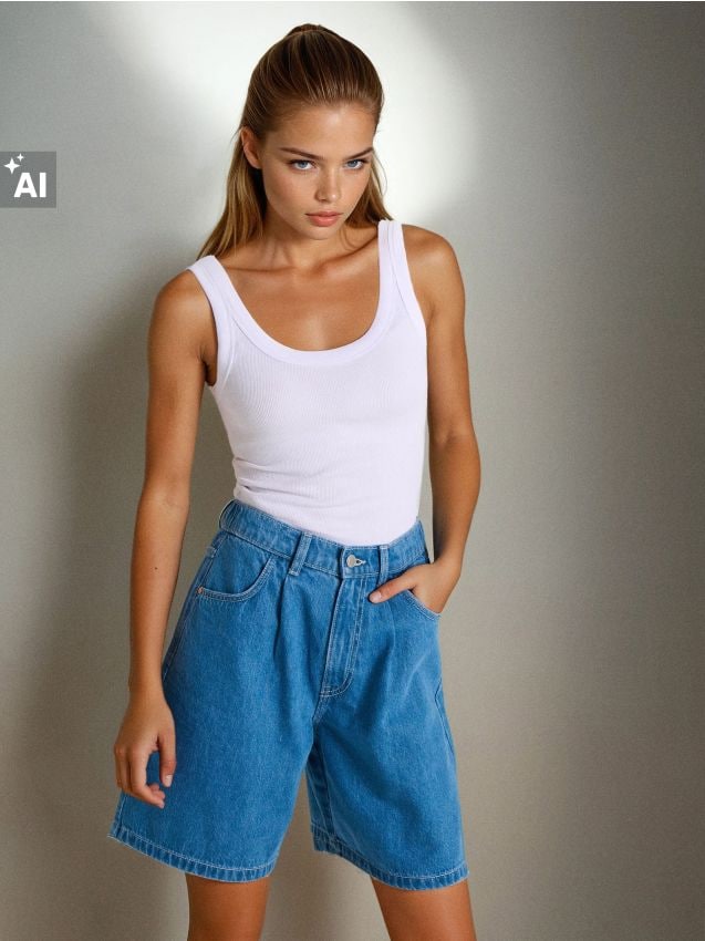 Sinsay - Bermude din denim - albastru