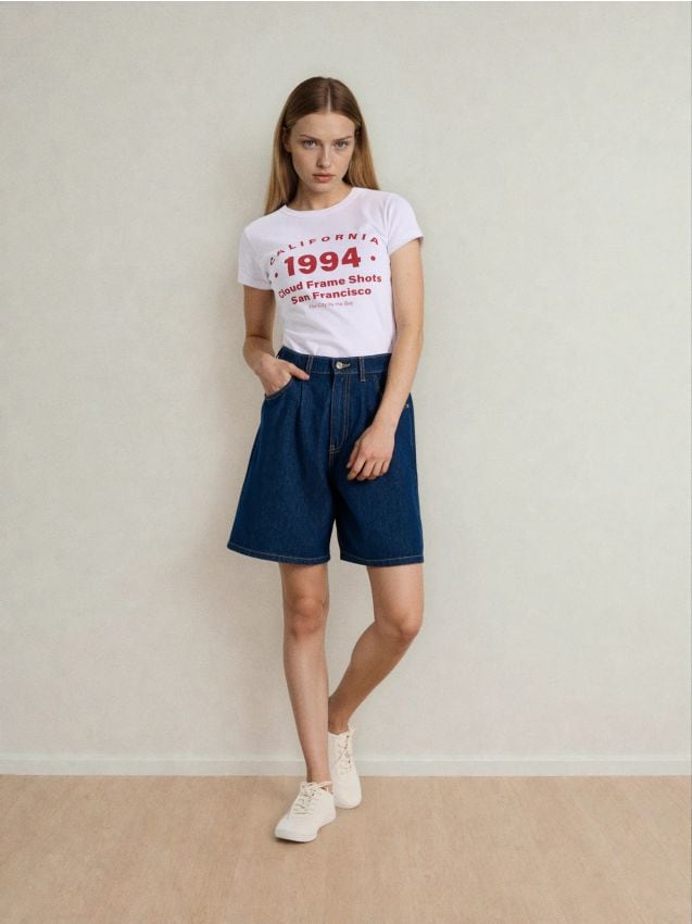 Sinsay - Bermude din denim - albastru metalizat