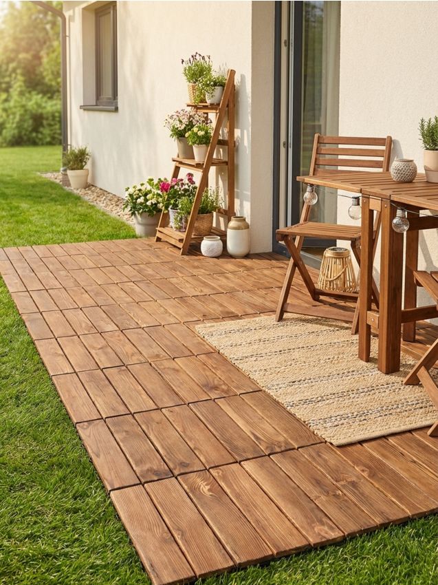 Sinsay - Plăci compozite pentru terasă cu aspect de lemn 4 pack - cafeniu