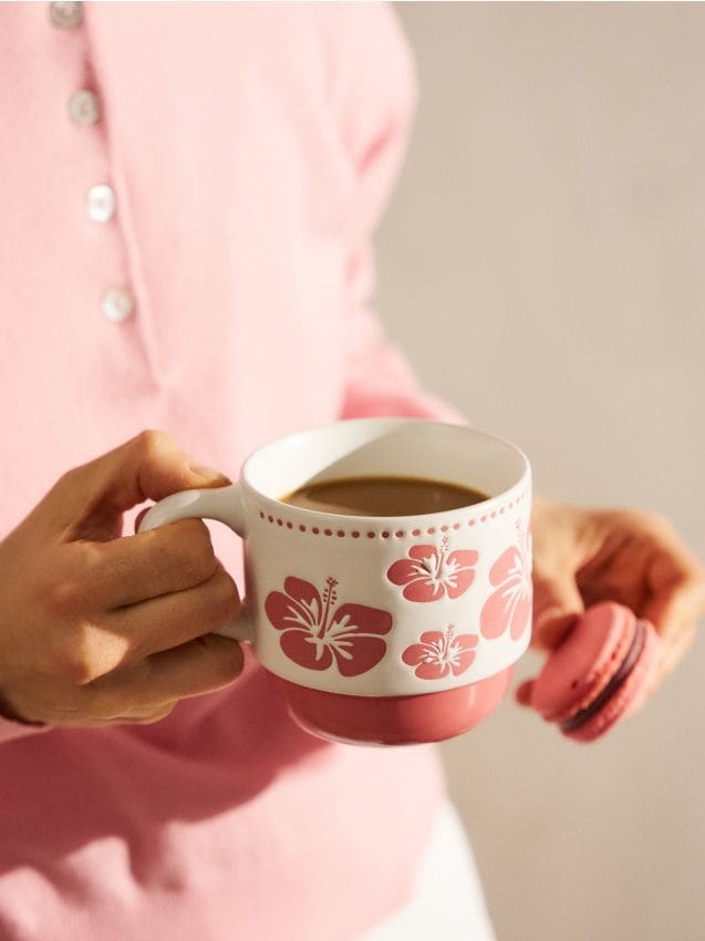 Sinsay - Cană ceramică cu motiv floral - roz-pastel