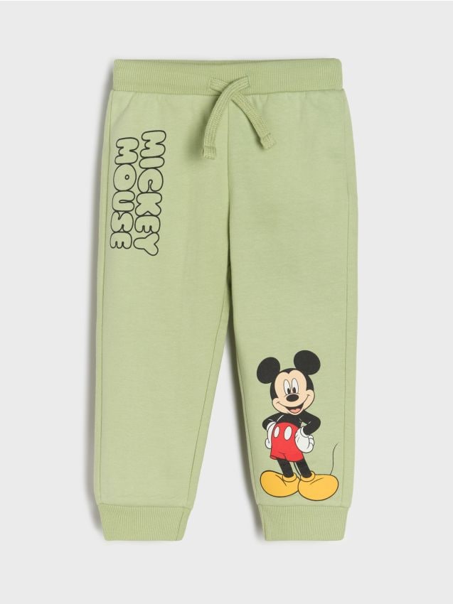 Sinsay - Teplákové nohavice Mickey Mouse - svetloolivová