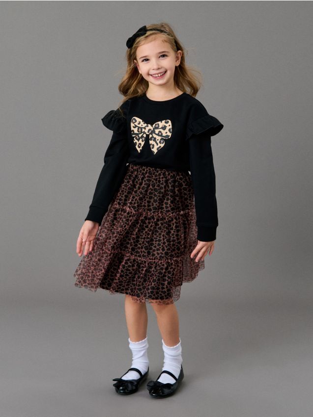 Sinsay - Fustă midi din tul cu imprimeu leopard - multicolor