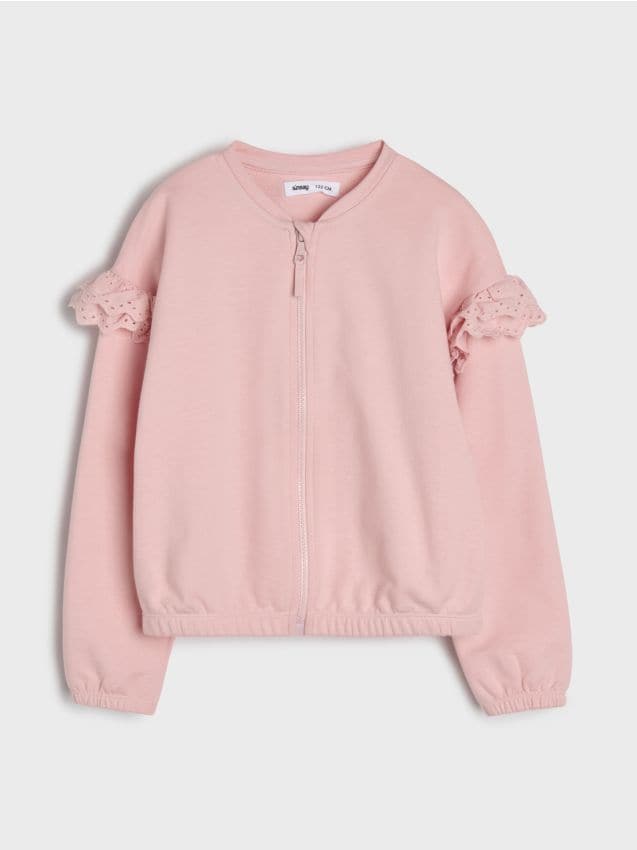 Sinsay - Bluză tip bomber cu volane decorative - roz