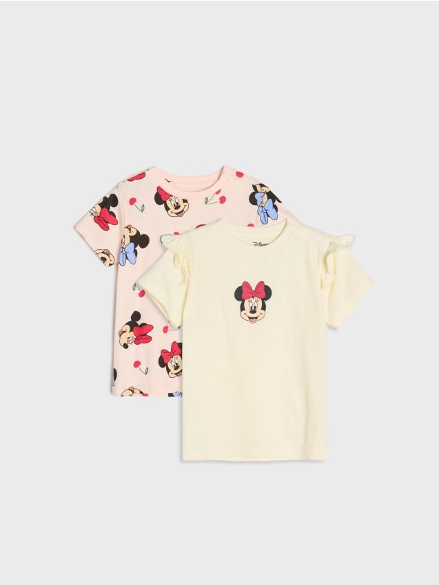 Sinsay - Tricou din bumbac cu imprimeu 2 pack Minnie Mouse - crem