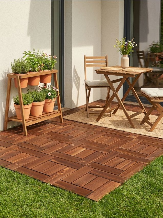 Sinsay - Plăci compozite pentru terasă cu aspect de lemn 4 pack - cafeniu