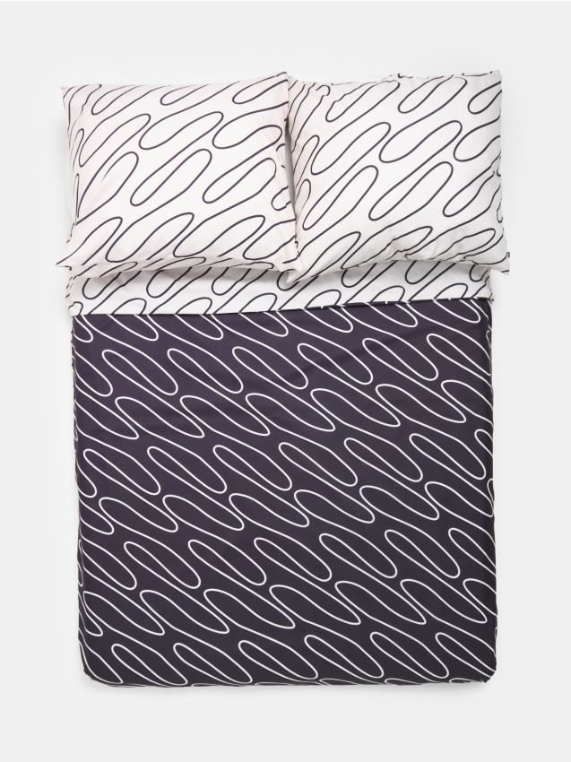 Sinsay - Set de lenjerie de pat cu model abstract - crem