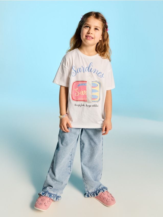 Sinsay - Tricou din bumbac terry french - crem