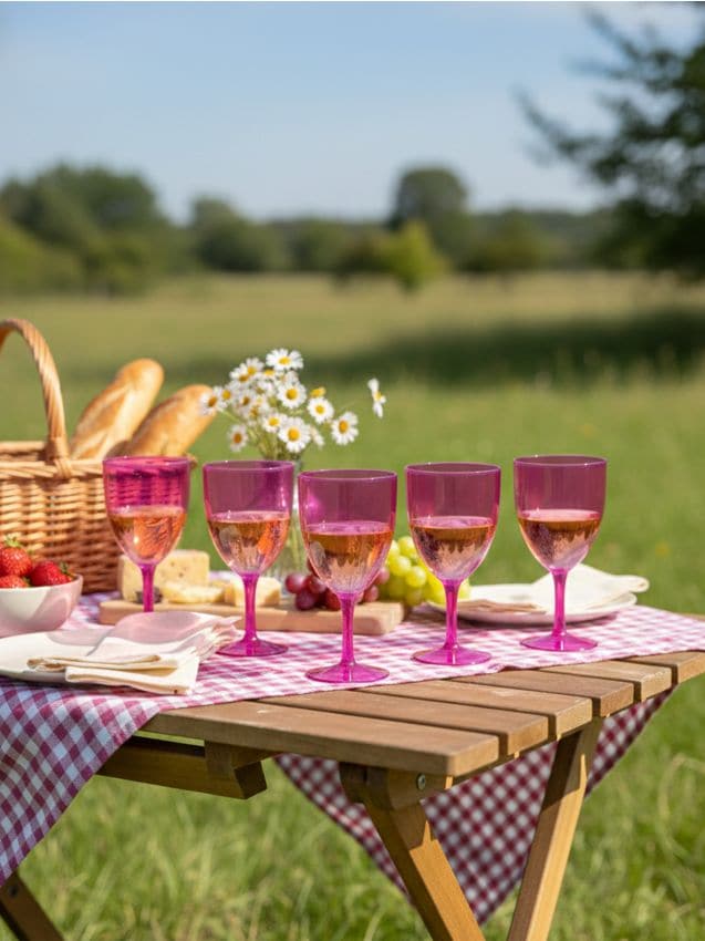 Sinsay - Set de pahare de picnic pentru vin 5 pack - roz-pastel