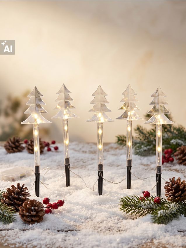 Sinsay - Set ubodnih LED vrtnih lampi s motivom božićnih drvca