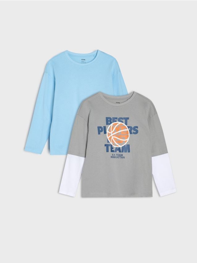 Sinsay - Bavlnené tričko 2 pack - stredne sivá