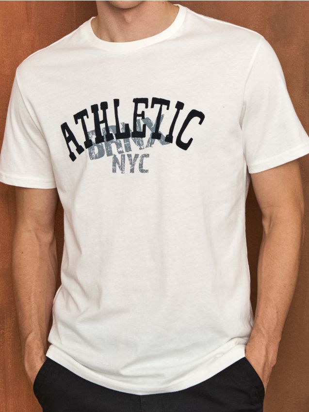 Sinsay - Tricou cu inscripție - crem