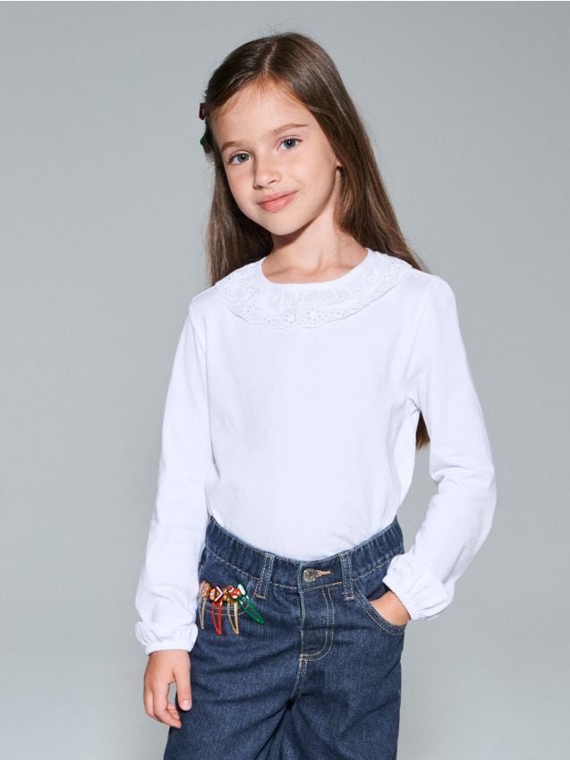 Sinsay - Blúzka s čipkovým golierom - biela