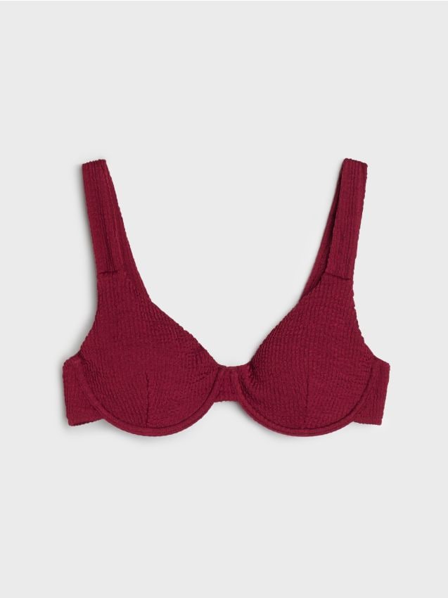 Sinsay - Sutien de bikini uni cu finisaj tip scoică - bordo