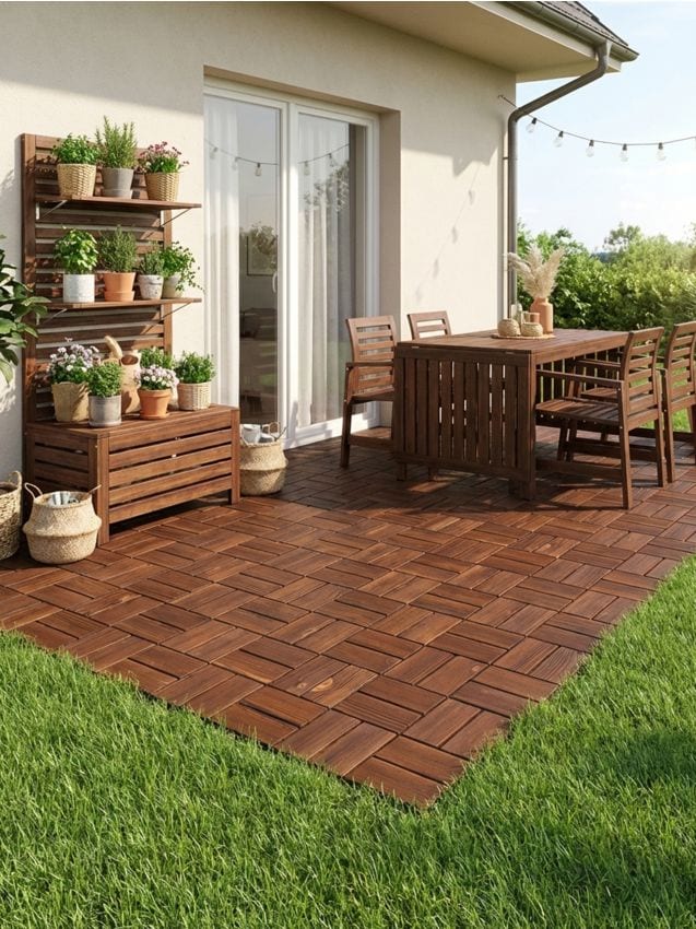 Sinsay - Plăci compozite pentru terasă cu aspect de lemn 4 pack - cafeniu