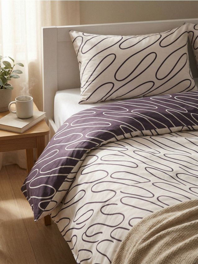 Sinsay - Set de lenjerie de pat cu model - crem