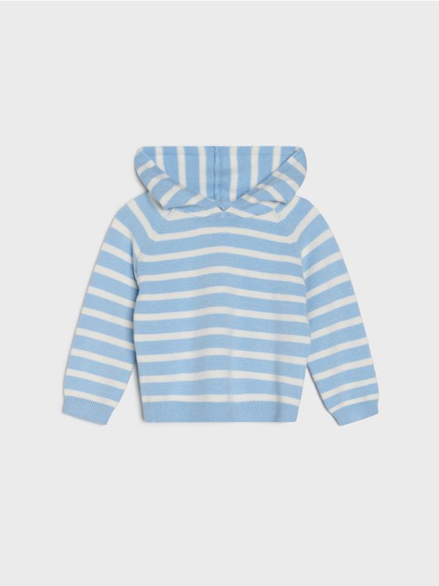 Sinsay - Pulover în dungi cu glugă - light blue