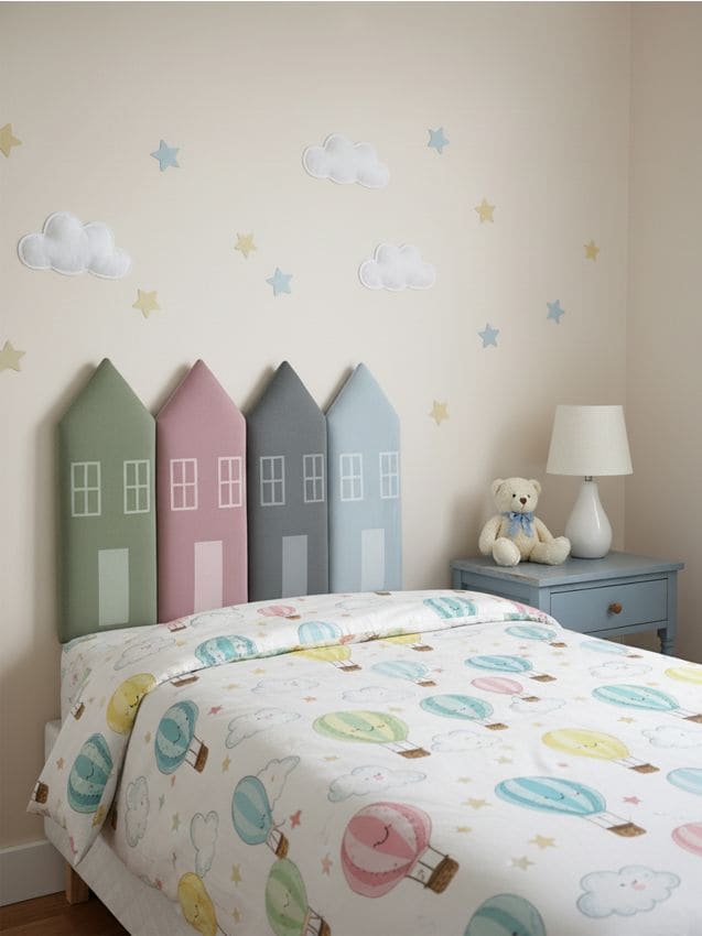 Sinsay - Panou tapițat cu motiv de casă - verde-pal