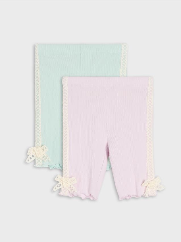 Sinsay - Colanți reiați cu fundițe decorative 2 pack - multicolor