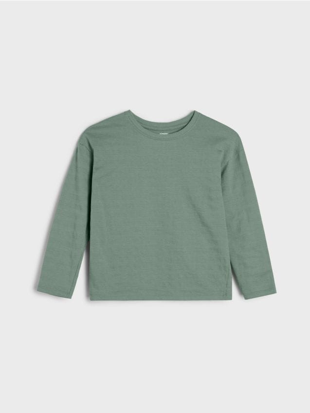 Sinsay - Tricou din tricotaj texturat, cu mânecă lungă - verde-deschis